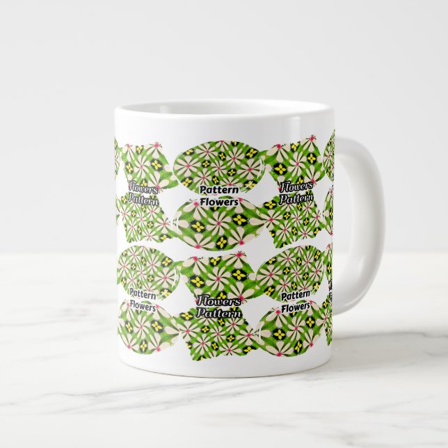 Aesthetic Flowers Pattern Large Coffee Mug (Front Right)