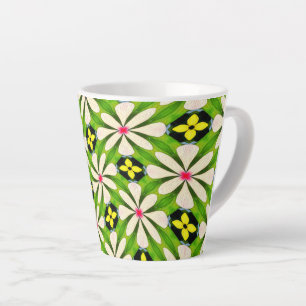 Aesthetic Flowers Pattern Latte Mug