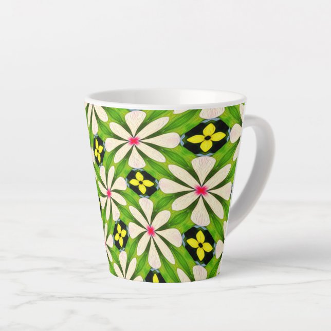 Aesthetic Flowers Pattern Latte Mug (Right Angle)