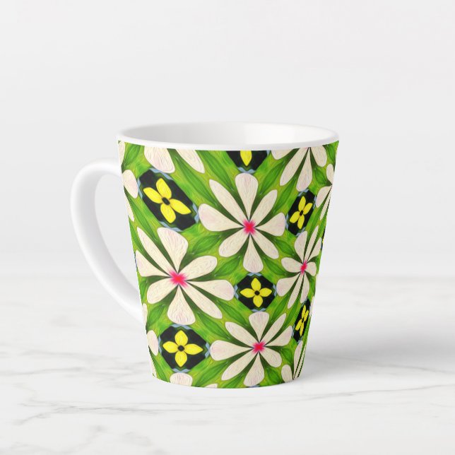 Aesthetic Flowers Pattern Latte Mug (Left Angle)