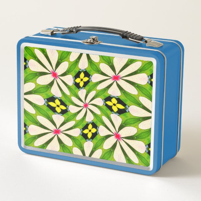 Aesthetic Flowers Pattern Metal Lunch Box (Front)