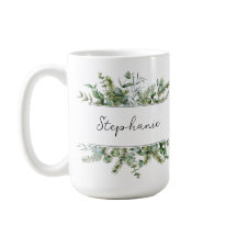 Aesthetic Fresh Greenery Personalize Name Mug