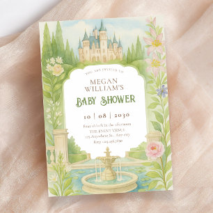 Aesthetic garden castle baby shower invitation