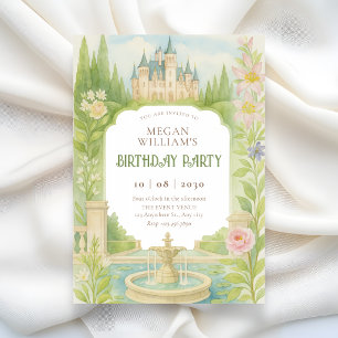 Aesthetic garden castle birthday invitation