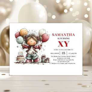 Aesthetic Girl Birthday Invitation Cute Party 