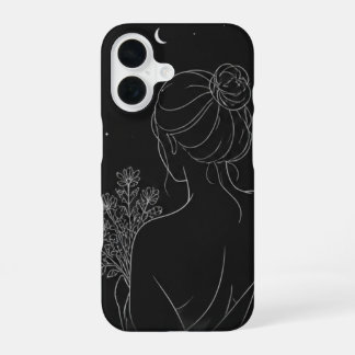 Aesthetic Girl iPhone Case – Black Line Art