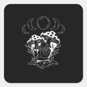 Aesthetic Goblincore And Cottagecore Mushroom Arti Square Sticker