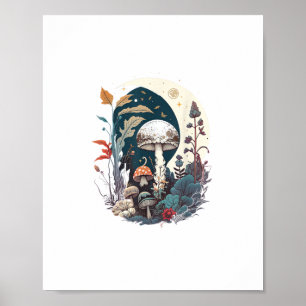 Aesthetic Goblincore And Cottagecore Mushroom Bota Poster