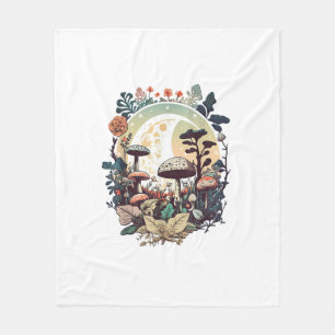 Aesthetic Goblincore And Cottagecore Mushroom Calm Fleece Blanket