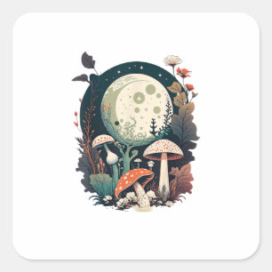 Aesthetic Goblincore And Cottagecore Mushroom Crea Square Sticker