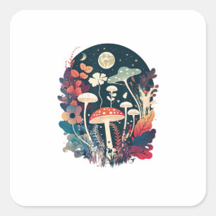 Aesthetic Goblincore And Cottagecore Mushroom Crea Square Sticker