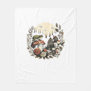 Aesthetic Goblincore And Cottagecore Mushroom Drea Fleece Blanket