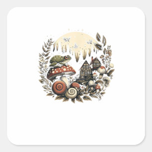 Aesthetic Goblincore And Cottagecore Mushroom Drea Square Sticker