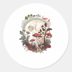 Aesthetic Goblincore And Cottagecore Mushroom Mini Classic Round Sticker