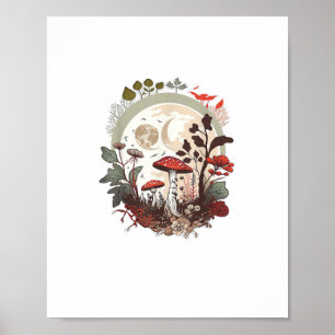 Aesthetic Goblincore And Cottagecore Mushroom Mini Poster