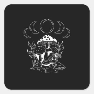 Aesthetic Goblincore And Cottagecore Mushroom Mini Square Sticker