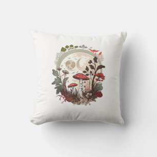 Aesthetic Goblincore And Cottagecore Mushroom Mini Throw Pillow