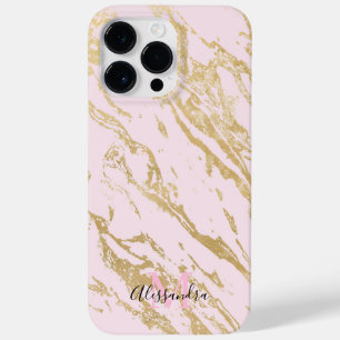 Aesthetic Gold Marble Blush Pink Case-Mate iPhone 14 Pro Max Case