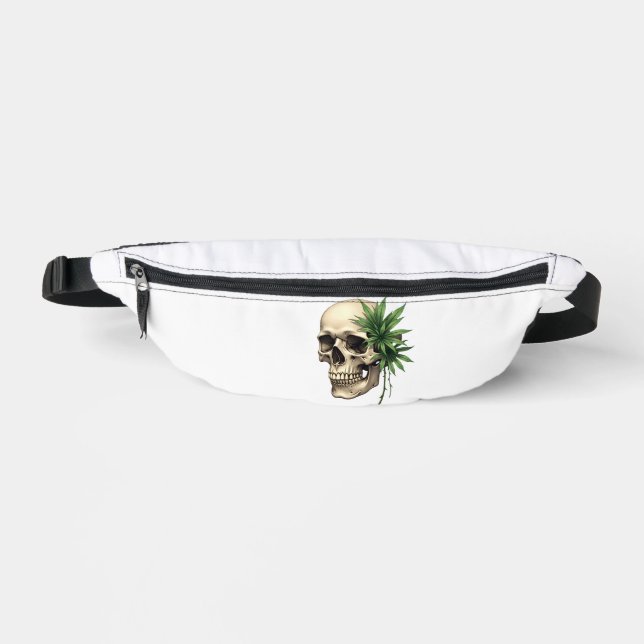 Aesthetic Goth Grunge Skull Tropical Monstera Leaf Fanny Pack (Front)