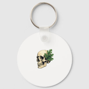 Aesthetic Goth Grunge Skull Tropical Monstera Leaf Keychain