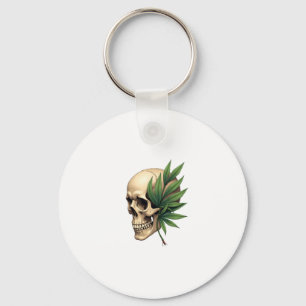 Aesthetic Goth Grunge Skull Tropical Monstera Leaf Keychain