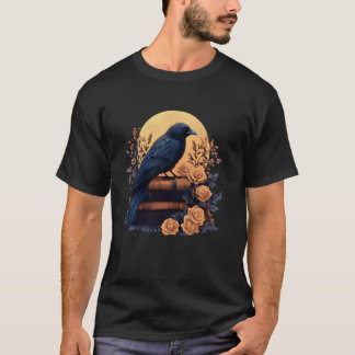 Aesthetic Gothic Raven Sitting On A Stack Of Old B T-Shirt