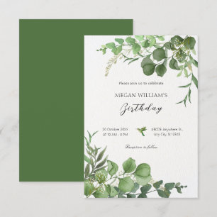 Aesthetic Green leaves plants elegant Invitation