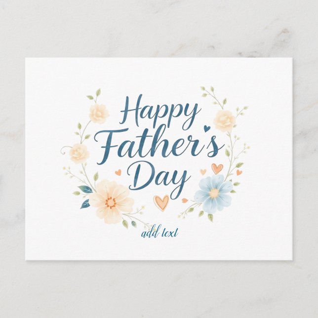 Aesthetic Happy Father's Day Card with Custom Name (Front)