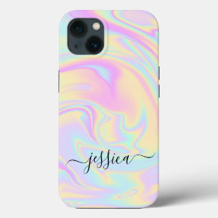Aesthetic Holographic Elegant Script Signature iPhone 13 Case