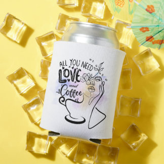 Aesthetic Illustrations, Girl's Coffee Can Cooler