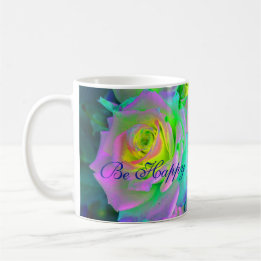 Aesthetic Iridescent Pearly Roses Be Happy Coffee Mug