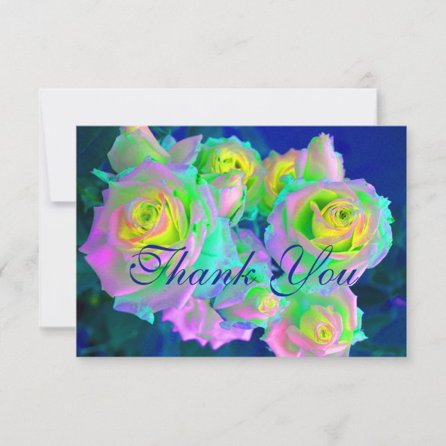  Aesthetic Iridescent Pearly Roses Thank You Card (Front)