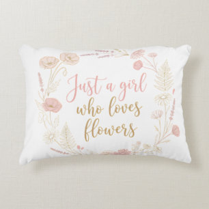 Aesthetic Just a Girl Who Loves Flowers Accent Pillow