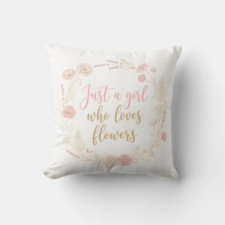  Aesthetic Just a Girl Who Loves Flowers  Throw Pillow
