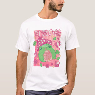 Aesthetic Kawaii Cute Frog Mushroom Cottagecore Pe T-Shirt