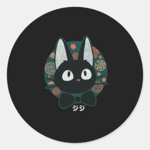 Aesthetic Kawaii Jiji Cat Face Lover Japanese Anim Classic Round Sticker