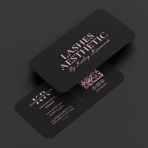 Aesthetic Lash Extensions Makeup Artist Pink Black Business Card