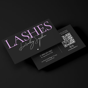 Aesthetic Lash Tech Purple Black Lashes Extensions Business Card