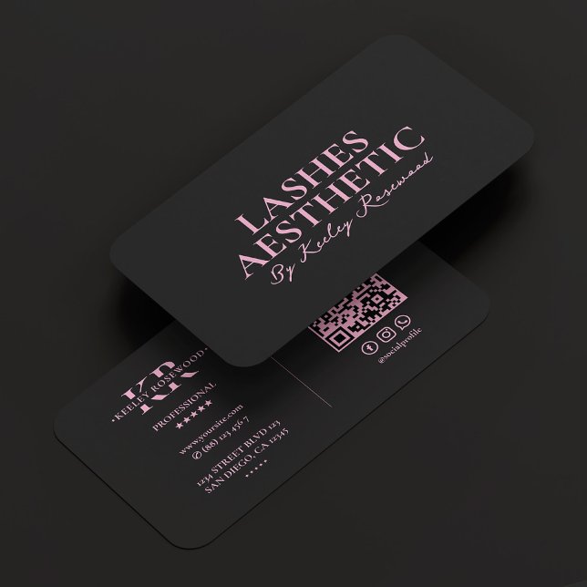  Aesthetic Lashes Makeup Artist Pink Black Business Card (Aesthetic Lashes Makeup Artist Pink Black Business Card
)