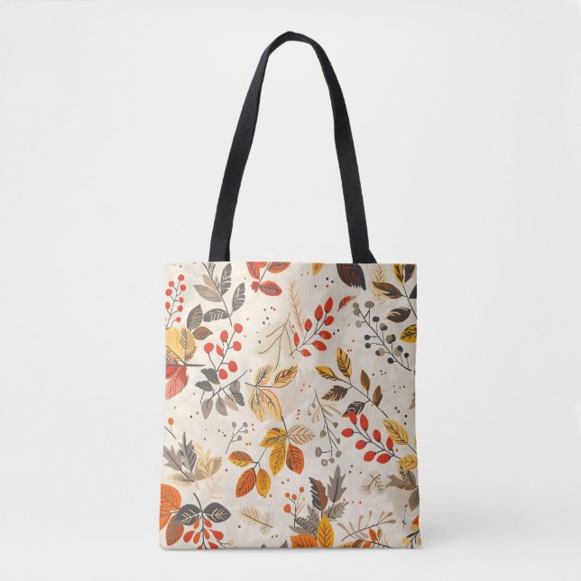 Aesthetic Leaf Pattern Tote Bag (Front)