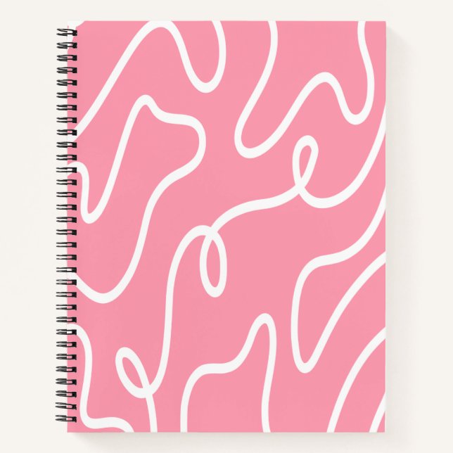 Aesthetic Liquid Swirl Pastel Pink Wavy Pattern Notebook (Front)