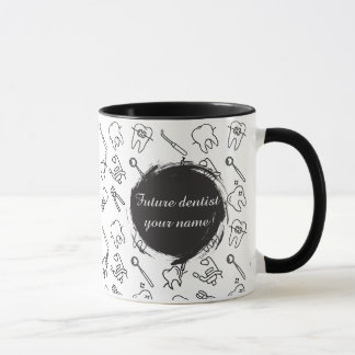 Aesthetic Minimalist Dental Icons Pattern Coffee  Mug