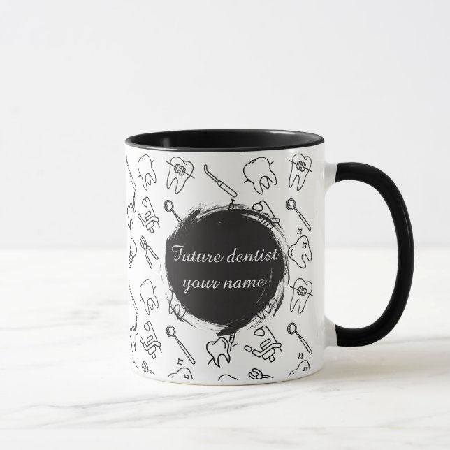 Aesthetic Minimalist Dental Icons Pattern Coffee  Mug (Right)