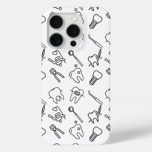 Aesthetic Minimalist Dental Icons Pattern iPhone C 15 Pro Case