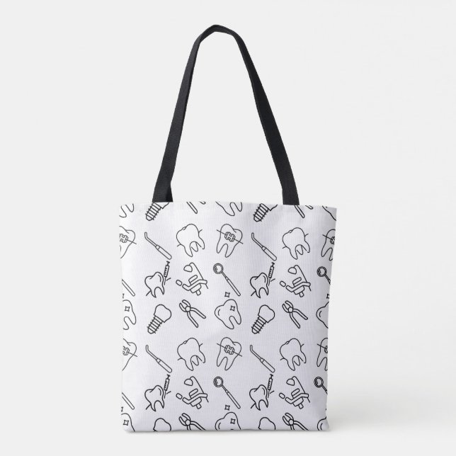 Aesthetic Minimalist Dental Icons Pattern Tote Bag (Back)