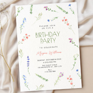 Aesthetic Minimalist falling flowers Birthday Invitation