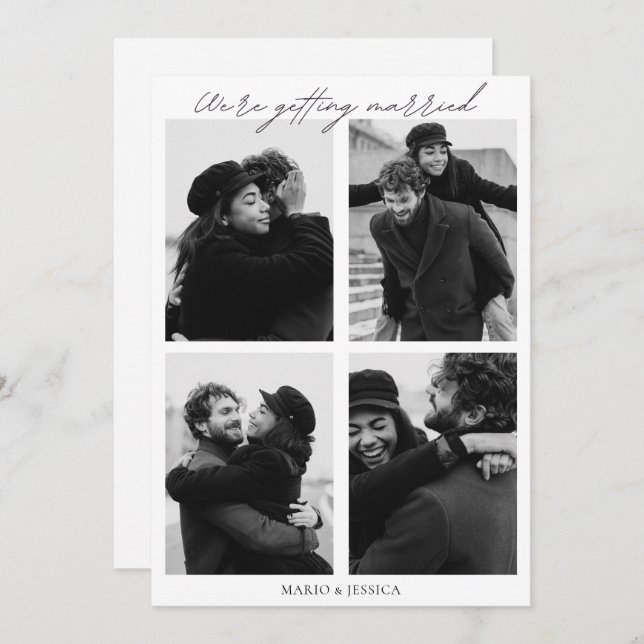 Aesthetic minimalist photo wedding invitation (Front/Back)