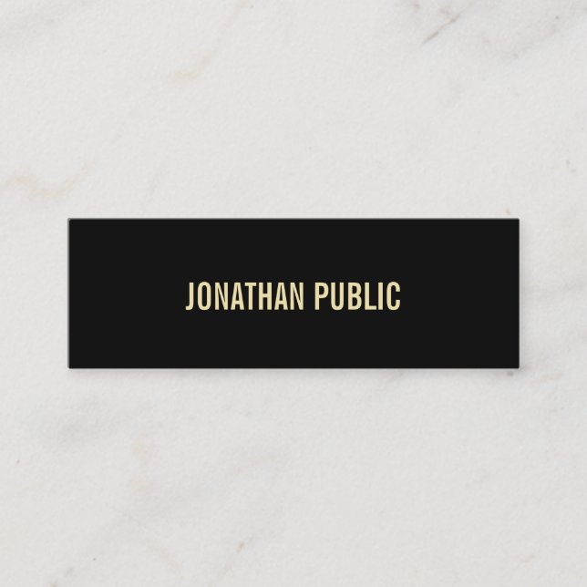 Aesthetic Modern Black Gold Text Elegant Simple Mini Business Card (Front)