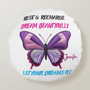 Aesthetic Modern Floral Butterfly Clear Bag Round Pillow