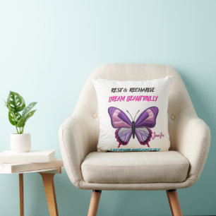 Aesthetic Modern Floral Butterfly Clear Bag Throw Pillow